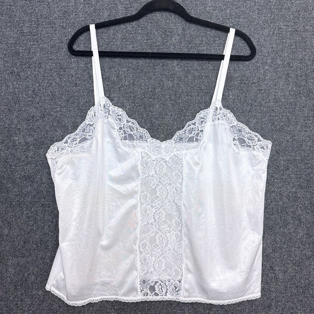 Vintage Bestform Camisole 44 White Lace 100% Antron III Nylon Feminine Pin-Up